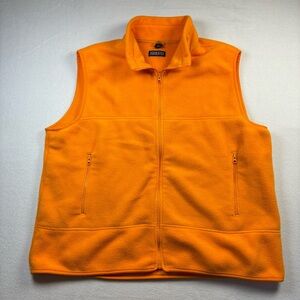 Lands End Vest Men's XL Orange Fleece Polartec Full Zip Clemson Tennessee